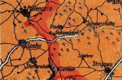 Fragment mapy WMG z 1922 r. - granica w rejonie Częstocina i Szponu