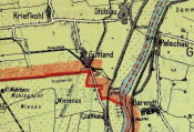 Fragment mapy WMG z 1922 r. - granica w rejonie Koźlin