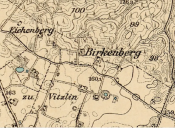 Birkenberg na niemieckiej mapie z 1913