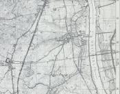 Fragment mapy sztabowej z 1940 r. z wrysowanym mostem oraz 