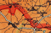 Fragment mapy WMG z 1922 r. - granica w rejonie Dzrewiny i Nowego Wieca