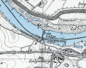 Fragment mapy z 1934 r. ukazującej okolice śluzy Rakowiec