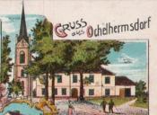 Rysunek kościoła z dzwonnicą z pocztówki