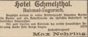 Reklama Hotelu Schmelzthal w gazecie Danziger Courier z 19 maja 1899 r.